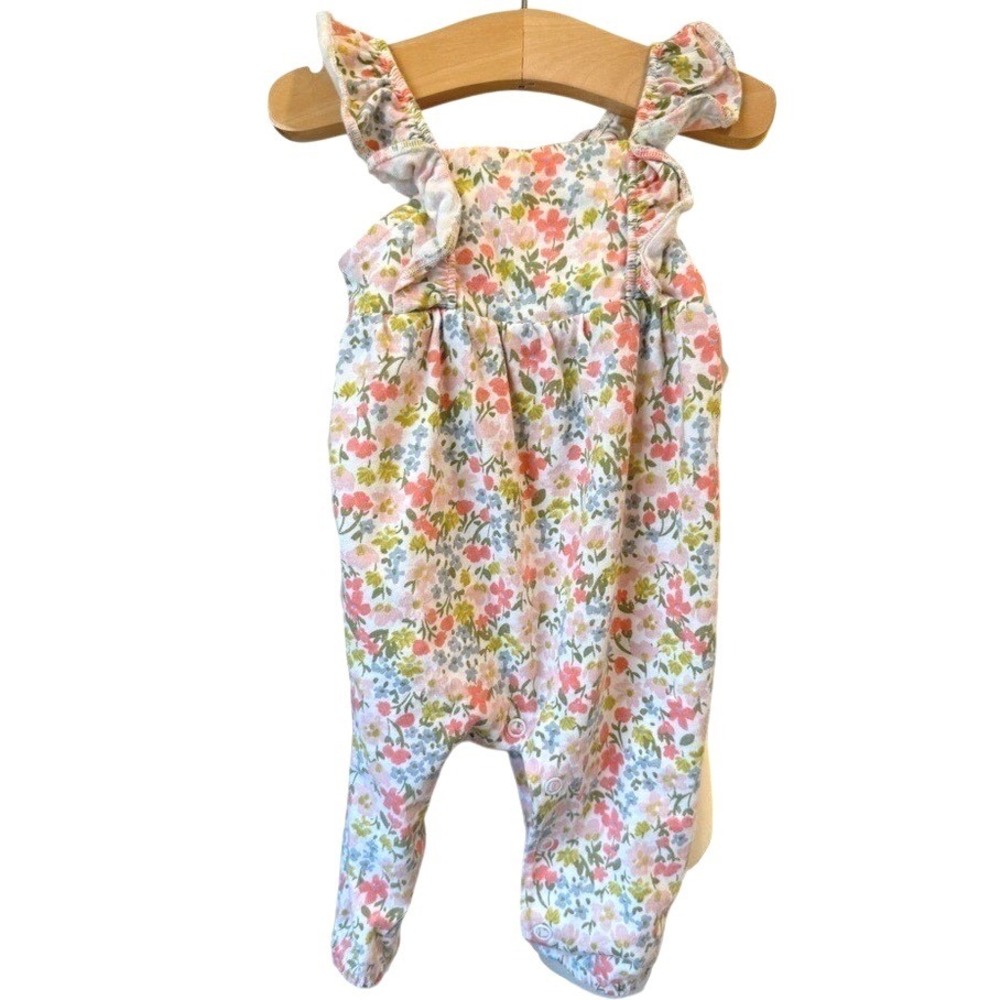 SALE Carter's Infant Girl's Floral Romper ruffles pink peach blue  - 3 mos.